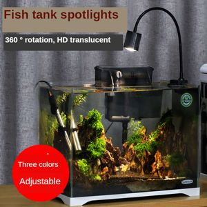 Fish Tank LED -lampa tic gräs led rium belysningslampor sköldpadda ödla 110220v tre färger justerbar y200917