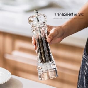 Acrylic Spice Mill Salt and Pepper Black Grinder With Strong Adjustable Ceramic Grinders Kitchen Cooking Tools Gadget Set 220727