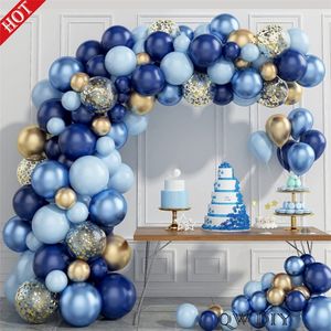 Marinblå guld konfetti baby shower balloon bröllop 18 30 födelsedagsfest ballonger dekoration pojkar flicka latex ballons kit globos 220527