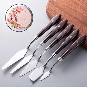 5st/set rostfritt stål bakverk spatula smör grädde glasyr Frost Knife Smoother Kitchen Pastry Cake Decoration Tools 0616