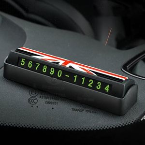 Decorazioni interne Carta di parcheggio temporaneo per auto Numero di telefono Telefono Piastra adesiva magnetica Accessori per lo styling Interruttore nascosto per Mini Coo