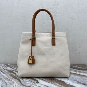 Designer handväskor cabas canvas tygväska shoppingväska för kvinnor hög kvalitet mode linne medelstrand väskor lyx resväska handväska
