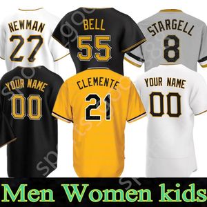 2021 2022 Custom S-4XL Pittsburgh 21 Roberto Clemente jerseys 44 Kevin Kramer 29 Socrates Brito Chris Archer masculino feminino juvenil Camisa de beisebol dos Piratas