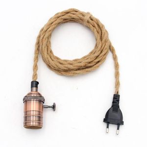 Pendelleuchten 2m 3m Retro-Seil-Lampenkabel-Kits Wechselstromkabel mit EU-Stecker E26/E27 Vintage-Birnenhalter zum Aufhängen von LichternPendellampenPendan