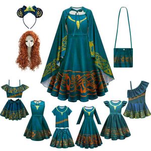 Halloween Brave Girls Merida Princess Dress for 2-10 Age Christmas Carnival Masquerade Children Birthday Party Cosplay Come L220715
