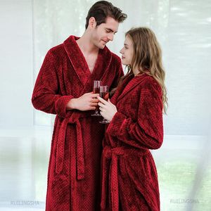 Женская одежда для сна Женщины зима плюс размер длинный фланелевый халат розовый теплый кимоно для ванны халат сексуальная подружка невесты.