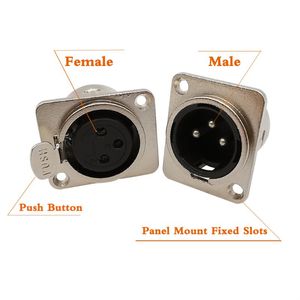 Other Lighting Accessories Pcs 3 Pin XLR Male & Female Connector Plug Socket Panel Mount Chassis 3P Square Shape Metal HousingOther
