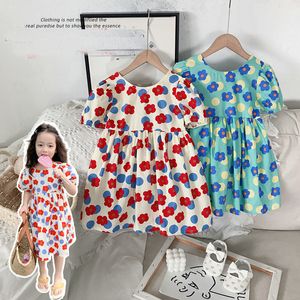 Summer Girls 'Dress Flower Kortärmad Loose Casual Dress Baby Children's Clothing for Girl