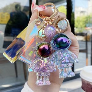 acrylic crystal Keychains astronaut astronaut key chain creative car bag transparent pendant