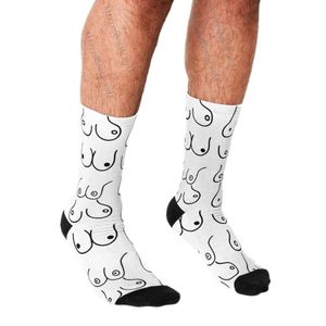 Men's Socks Funny Men Harajuku Types Of Boobs Cartoon Pattern Printed Happy Hip Hop Novelty Skateboard Crew Casual Crazy SocksMen's