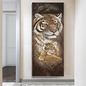 Tiger Giraffe Elephant Zebra Wall Art Canvas Print Animal Painting Posters and Prints Vintage Decor Wall Picture for Living Room