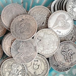 اكتب 01-189 189pcs Hobo Morgan Dollar Craft Skull Zombie Headon Hand Creative Coats Coins Brass الحلي الملحقات المنزل