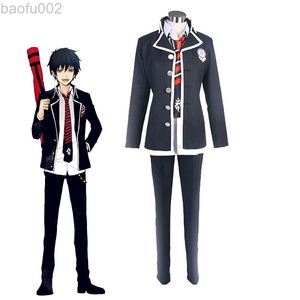 Okumura Rin Cosplay przyjdź niebieski egzorcysta Unisex mundurek szkolny Ao nie egzorcysta ortodoksyjny college Halloween karnawał jednolity garnitur L220802