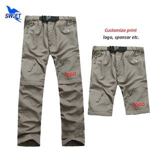 Men Detachable into Shorts Pants Quick Dry Hiking Bottoms Breathable Camping Trousers Outdoor Trekking Sportswear Customize 220704