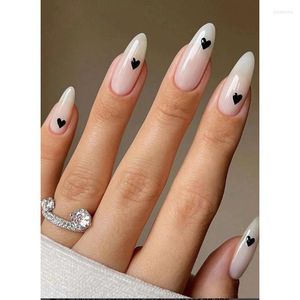 FALSE NAILS sts Oval Head Almond White Artificial Fake with Lim Full Cover Nail Tips Tryck på DIY Manicure Tools Prud22