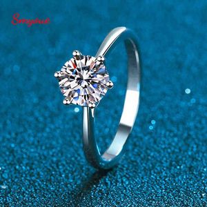 Smyoue D Color Carat Gra Moissanite Simulated Diamond Rings For Women Engagement Bridel Ring Sterling Silver Jewelry Cadeau