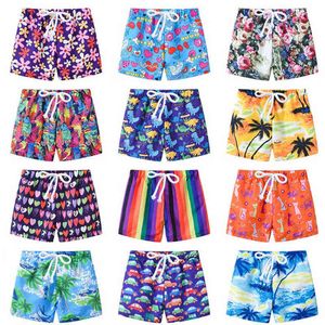 Children cartoon Dinosaur flower print Swim Trunks Summer Baby boys Board Beach Shorts adjustable belt 13 colors Kids Clothing C6009