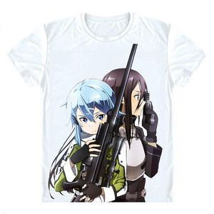 Herr t-shirts svärd konst online sodo ato onrain sao korta ärm skjortor anime manga asada shino sinon hecate yui cosplay shirtmen's