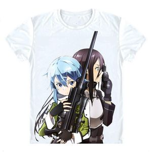 Men's T-Shirts Sword Art Online Sodo Ato Onrain SAO Short Sleeve Shirts Anime Manga Asada Shino Sinon Hecate Yui Cosplay ShirtMen's