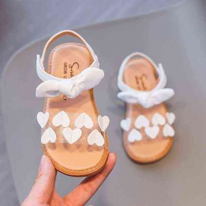 Bow Sandals Toddler Infant Kids Baby Girls Söt hjärtform Mjuk botten Transparent Sandaler Sneakers Children Sandaler Girls 2021 G220523