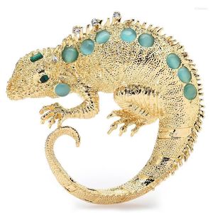 Pinos broches muylinda esmalte lagarto animal com gemas de metal de metal dourado chameleon broruach pino de jóias de moda acessórios de jóias de moda kirk22
