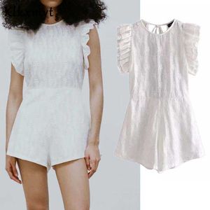 Klkxmyt Za Embroidery Hollow Out Women Jumpsuit Summer Woman Short Playsuit Overalls Cotton Elegant Jumpsuits 210527