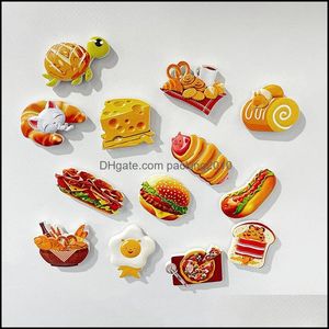 Fridge Magnets Home Decor Garden Bionic Food Magnet 3D Creative Simation Foodcute Refrigerator Magnetic Stickers Po Dh8Gp