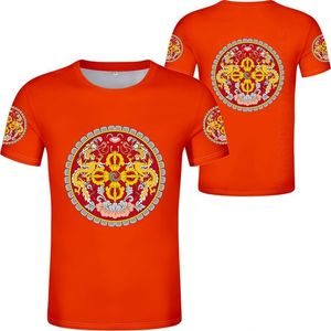 Bhutan T-skjorta Namn Nummer BTN Country T-shirt Po Clothes Black Print Gratis Custom Made Nation Flagk Kingdom Diy Red Jersey 220609