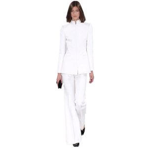 Kadınlar iki parçalı pantolon ceket kadın iş takım elbise beyaz kadın ofis üniforma bayanlar resmi pantolon 2 set çan tabanlı özel yapım kadın '