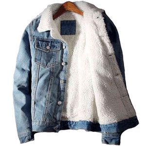 Män denimjacka trendig vinter varm fleece rockar mens outwear mode jean jackets manliga cowboy casual kläder plus storlek 5xl 6xl l220706