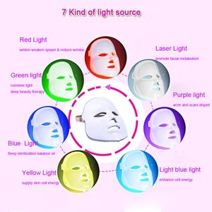 Multi 7 Colors PDT LED Photon Light Facial Skin Rejuvenation Mask Fir Red Blue Therapy Whiten and Wrinkle Removal Red Light Face Shield