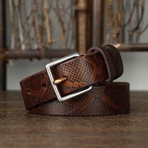 Belts 2.8CM Genuine Leather Woman Belt Ladies Handsome Cowskin Serpentine Fashion Female Retro High Quality WideBelts