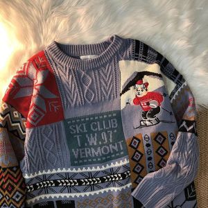 Men's Vests 2022 Christmas Hong Kong Style Retro Bear Sweater Thickened Lazy Wind Loose Autumn And Winter Lovers' Fashion 2XL