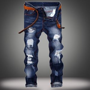 Jeans strappati da uomo neri retrò moda streetwear invecchiato slim fit primavera autunno pantaloni in denim hip-hop a vita media