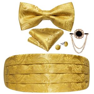 Пояс Золото Пейсли мужской смокинг Cummerbund и Bose Tie Wedding Formal Prom Cummerbunds упругие поясные брушки с эластичным поясом набор Dibangubel