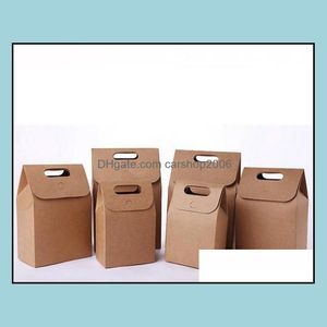 Pakowanie torebki biurowe Business Industrial Brown Kraft Paper z uchwytem Składane torebki T Dhxk9