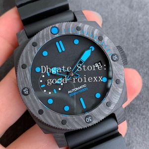 ألياف الكربون الساعات Men's Watch Men Automatic Cal.9000 Super-Luminova 960 Sport Submersible Diver 300M VS Firenze 42mm Rubber Strap VSF Factory Pam Wristwatches