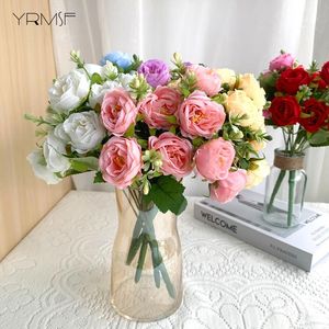 Decorative Flowers & Wreaths Artificial Pink Peony Real Touch Silk Fake For Wedding Bouquet Home Flower Decoration DIY PlantsDecorative