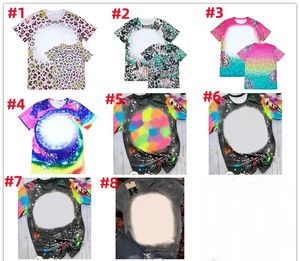 Leopardtryck Sublimation Bleached Shirts Heat Transfer Blank Bleach Shirt Bleached Polyester T-Shirts US Herr Dam Custom T-Shirt sxjun24