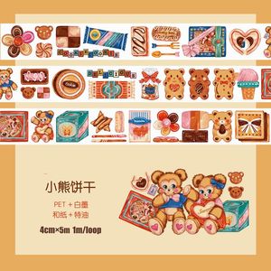 Gift Wrap Vintage Bear Biscuits PET Special Oil Washi Tapes Journal Masking Tape Adhesive DIY Scrapbooking Stickers