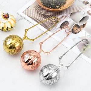 Rose gold tea infuser with handle strainer stainless steel SS304 ball tea steeper loose leaf filter
