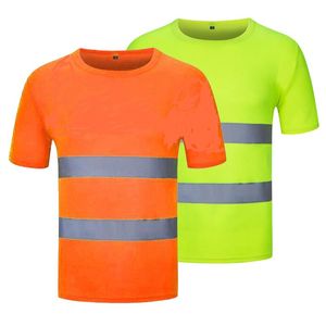 Camisetas De Seguridad al por mayor-Camisetas para hombres Camiseta reflectante de alta visibilidad Ropa de seguridad Camiseta de trabajo de trabajo nocturno rápido