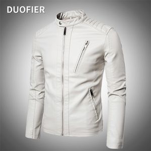 남성 가짜 가죽 재킷 오토바이 가을 남성 재킷 화이트 Jaqueta de Couro Masculina 아웃복 남성 PU 가죽 코트 5XL 220812