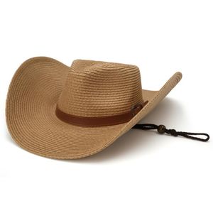 Berets duży giełd kształtowany ogród Summer Cowboy Straw Hat for Women/Men Beach Sun Wind Smyt Strażnika