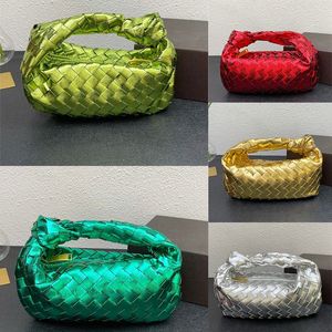 Mini-Jodie-Tasche, große Jodie-Clutch-Taschen für Teenager, Designer-Luxus-Intrecciato-Tasche aus metallisiertem Leder mit Henkel und gewebtem Portemonnaie mit einem Fach und Reißverschluss