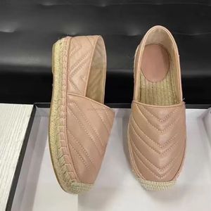 Verklig läderdesigner klänningskor lyxiga loafers kvinna fiskare sko halm sula spänne plattform loafer casual skor med låda