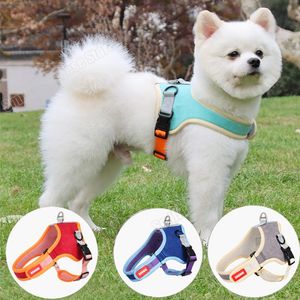 Dog Collars & Leashes Breathable All Sized Strong Vest Chest Harness With Reflective Material For Shiba Frenchbull Pug Chow Dalmatian Spanie