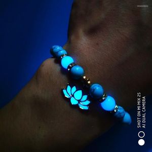 Bracelets de charme brilhando luminosa na pulseira OM em forma de flor de lótus para mulheres ioga budismo de oração natural de joalheria