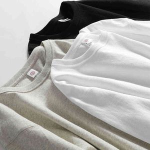 T017 Sonbahar Kış T-Shirts 290g Ağır Ağırlık Premium Pamuk Basit Temel Tezgah Fırçalanmış Düz Renk Günlük Uzun Kollu Tees T220808