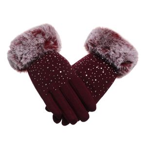 Five Fingers Gloves Women Fashion Touch Screen Winter Plus Velvet Thicken Warm Thermal Driving Ski Windproof Skiing MittensFive